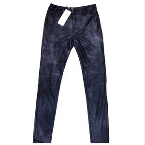 Anthropologie -173 See u Soon Faux Suede Dress Pants Slim fit black Size‎ 2 NWT